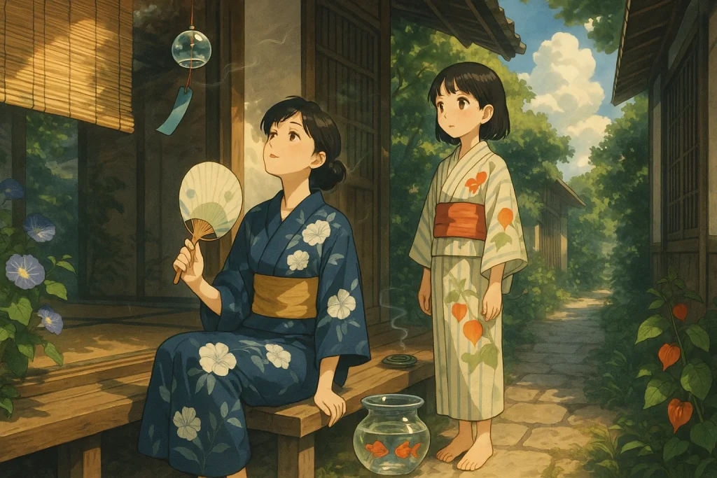 大正姉妹　縁側　夏
